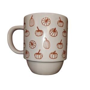 White And Orange‎ Pumpkin/ Squash Coffee Mug Easy Stacking